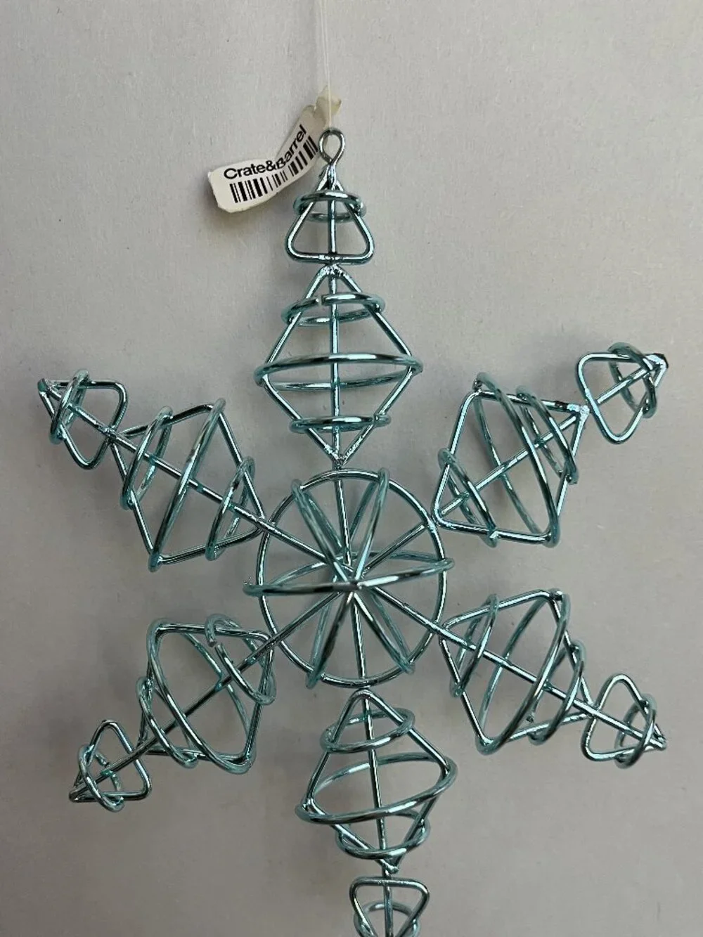 Crate & Barrel Blue Snowflake Christmas Tree Ornament